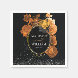 Details zum Hochzeitschwarzen Glitzer und Orange F Serviette