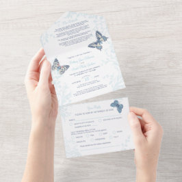 Details zum Hochzeitscreme-Schmetterling-UAWG All In One Einladung