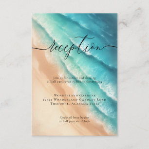 Details zum Hochzeitsempfang Sun Beach Ocean Blue Begleitkarte