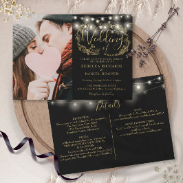 Details zum Hochzeitsgrad von String Lights Gold F Einladung