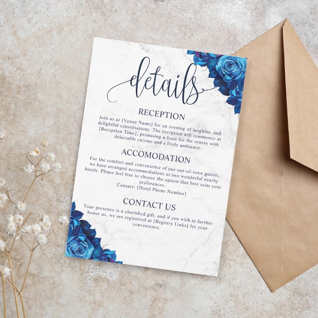 Details zum Hochzeitskalender für die blaue Marmor Begleitkarte (Von Creator hochgeladen)