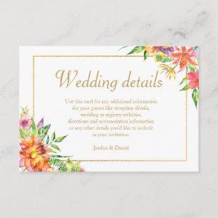 Details zum Hochzeitskalender für tropische Wasser Begleitkarte