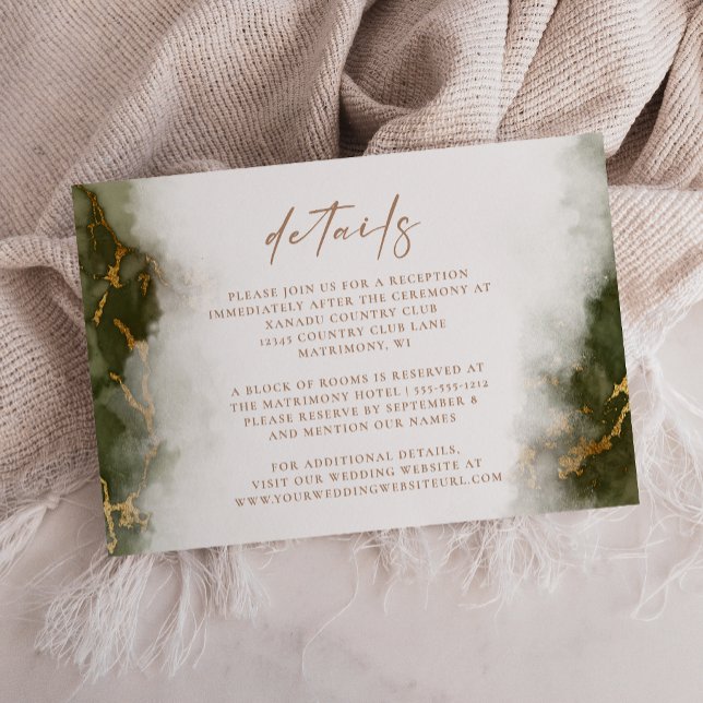 Details zum Hochzeitskalender mit grünem Goldmarmo Begleitkarte (Von Creator hochgeladen)