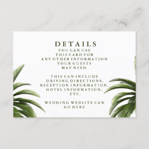 Details zum Hochzeitskalender von tropischen Palme Einladung