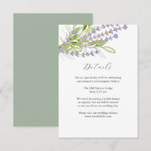 Details zum Hochzeitskartenlavender Wasserfarbenka Begleitkarte
