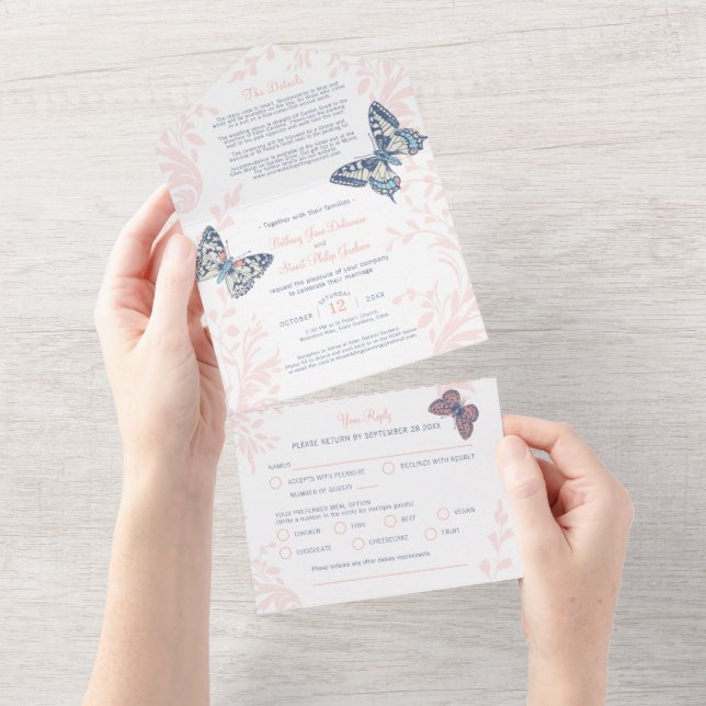 Details zum Hochzeitskorallenschmettern und UAWG All In One Einladung (Abreißtisch)