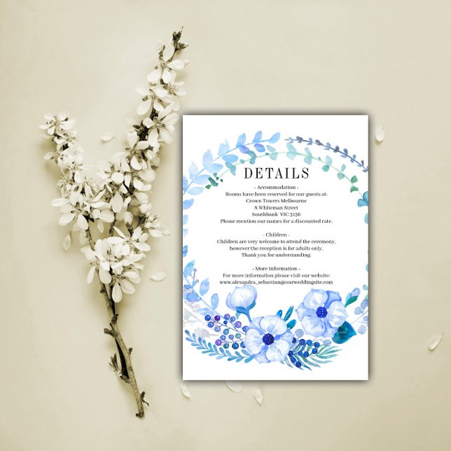 Details zum Hochzeitskranz der Blauen Flora Begleitkarte (Von Creator hochgeladen)