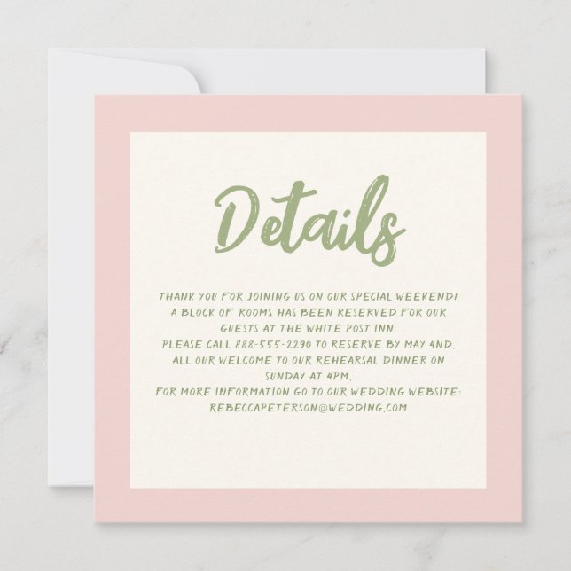 Details zum Hochzeitsschreiben von Pinky Pastel Re Einladung (Vorderseite)