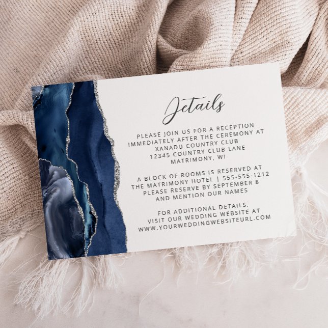 Details zum Hochzeitsszenario der Navy Blue Agate Begleitkarte (Von Creator hochgeladen)