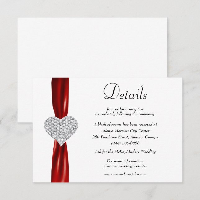 Details zum Hochzeitsszenario des Diamond Heart Re Begleitkarte (Vorne/Hinten)