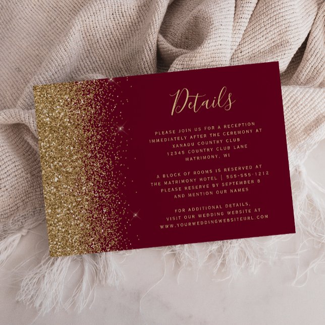 Details zum Hochzeitsszenario in Burgund Red Gold  Begleitkarte (Von Creator hochgeladen)