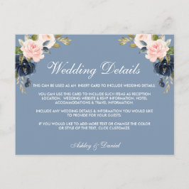Details zum Hochzeitsszenario in dunkelrosa Blüten Postkarte