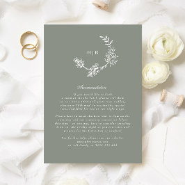 Details zum Hochzeitsszenario mit grüner Blume Begleitkarte