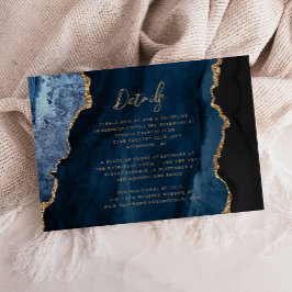 Details zum Hochzeitszettel für blaues Gold Begleitkarte