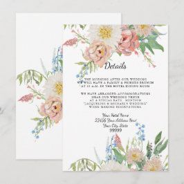 Details zum Hotel Blush Pink Blue in White Floral Einladung