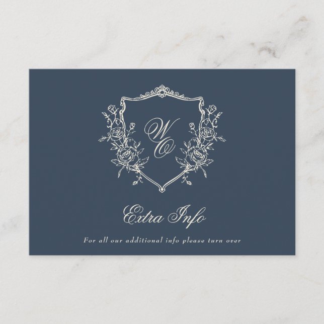 Details zum klassischen Monogramm-Kranz Elegante H Begleitkarte (Vorderseite)