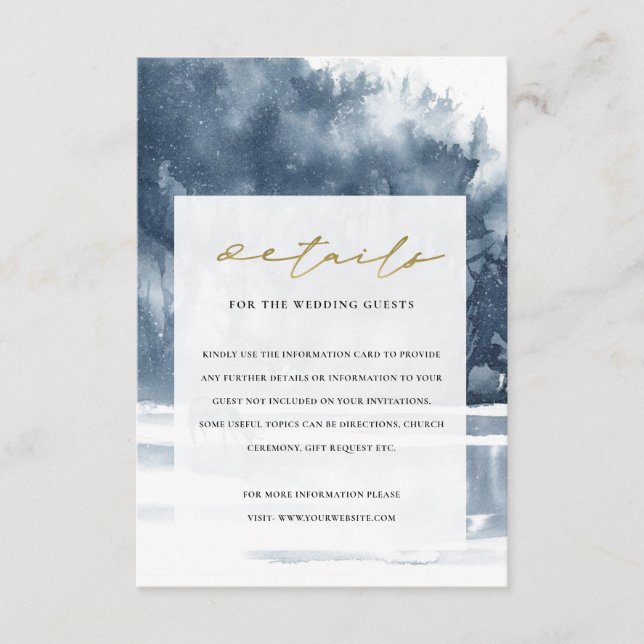 DETAILS ZUM KLEINEN BLAUE WALDSEE PINE WEDD BEGLEITKARTE (Vorderseite)