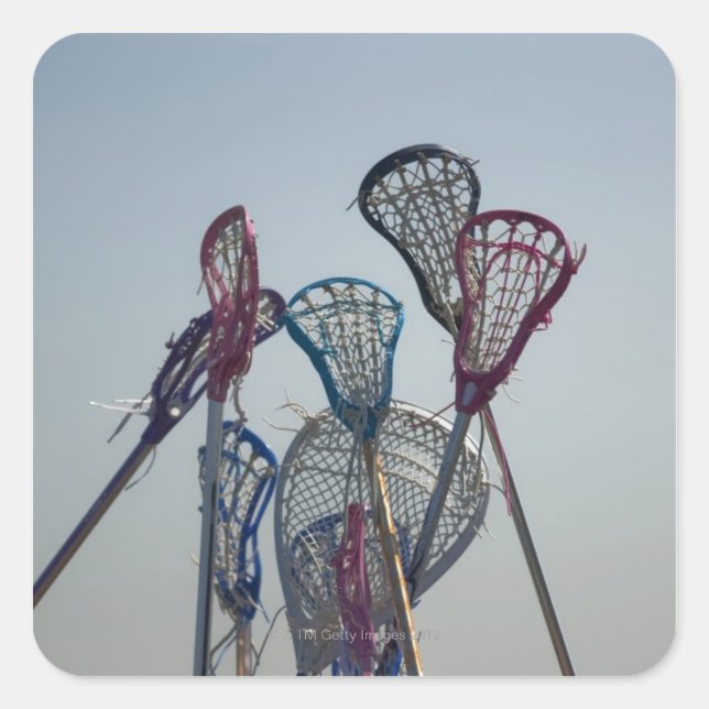 Details zum Lacrosse-Spiel Quadratischer Aufkleber (Vorderseite)
