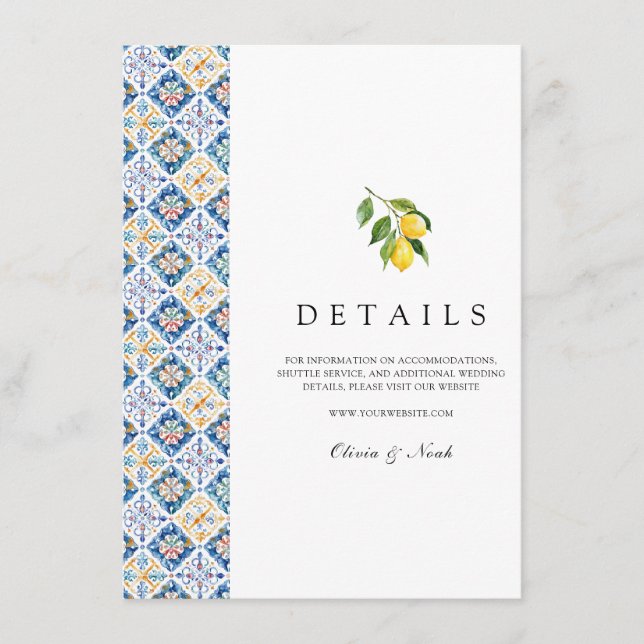 Details zum Lemon Fliesen Begleitkarte (Vorderseite)