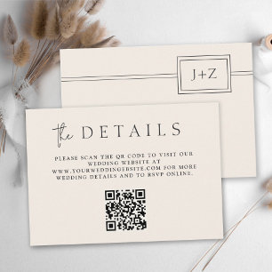 Details zum modernen minimalen QR-Monogramm-Code f Begleitkarte
