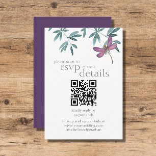 Details zum QR-Code für moderne Libellen-Hochzeite RSVP Karte