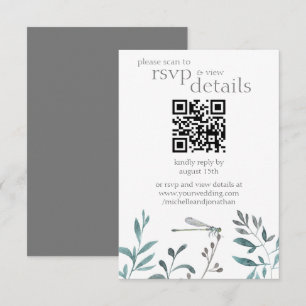 Details zum QR-Code für moderne Libellen-Hochzeite RSVP Karte