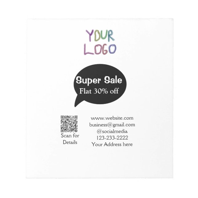 Details zum QR-Code für Superverkäufe Business Dis Notizblock (Vorderseite)