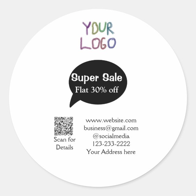 Details zum QR-Code für Superverkäufe Business Dis Runder Aufkleber (Vorderseite)