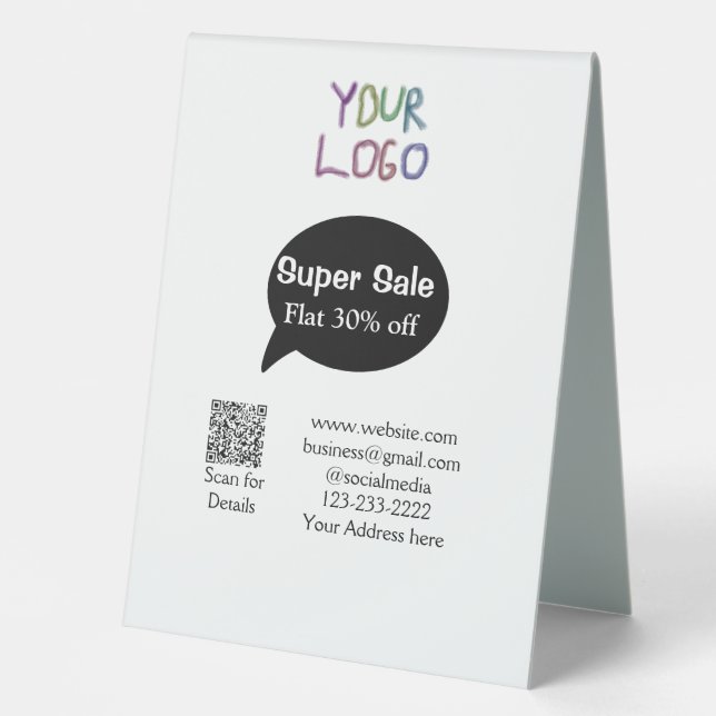 Details zum QR-Code für Superverkäufe Business Dis Tischaufsteller (Vorderseite)