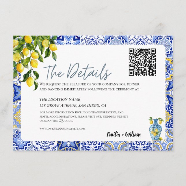 Details zum QR-Code von Lemon Wedding Begleitkarte (Vorderseite)