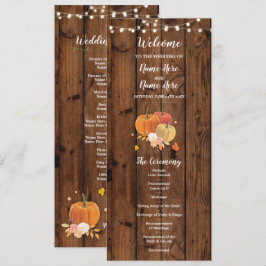 Details zum Rustic Fall Pumpkin Wood Wedding Progr Einladung