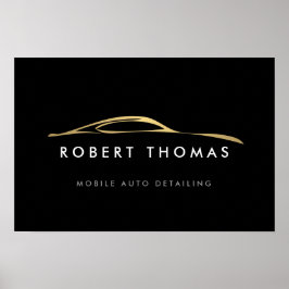 Details zum Schwarz/Gold-Auto/Logos reparieren Poster