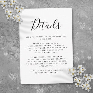 Details zum Schwarzweiß-Gästebuch Begleitkarte