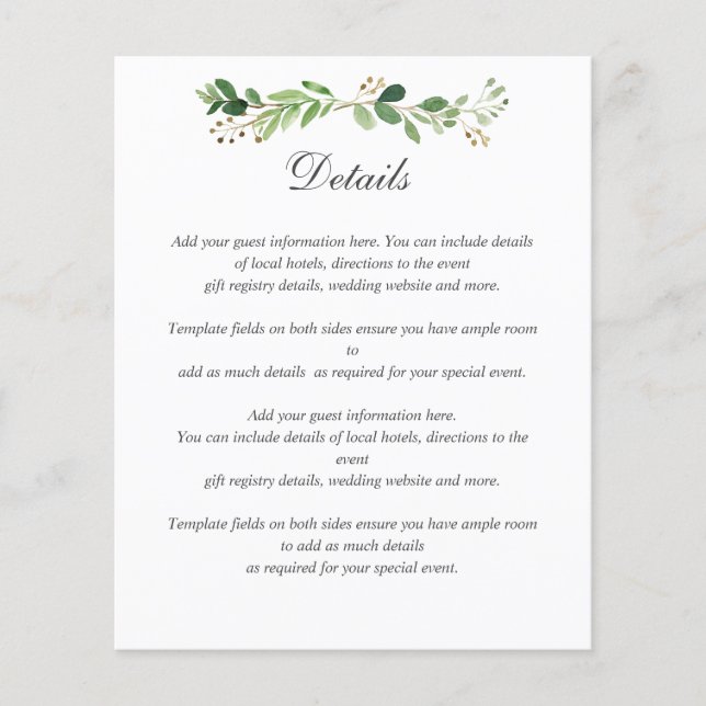 DETAILS ZUM THEMA "Green Summer Spring Garden WEDD (Vorderseite)