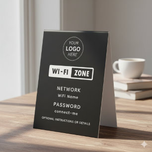 Details zum WiFi-Netzwerk und zu den Kennwörtern f Tischaufsteller