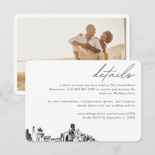 Details zum Zimmerblock Houston Wedding Hotel Begleitkarte (Vorne/Hinten)