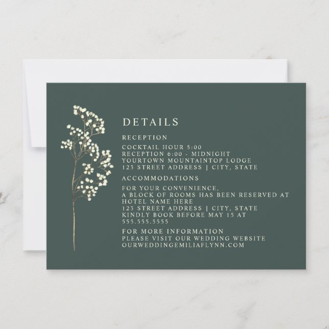 Details zur botanischen SmaragdWedding Einladung (Vorderseite)