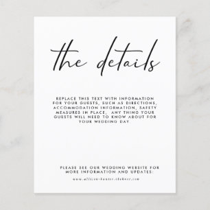 Details zur Budget-Hochzeit auf Beilagekarte Flyer