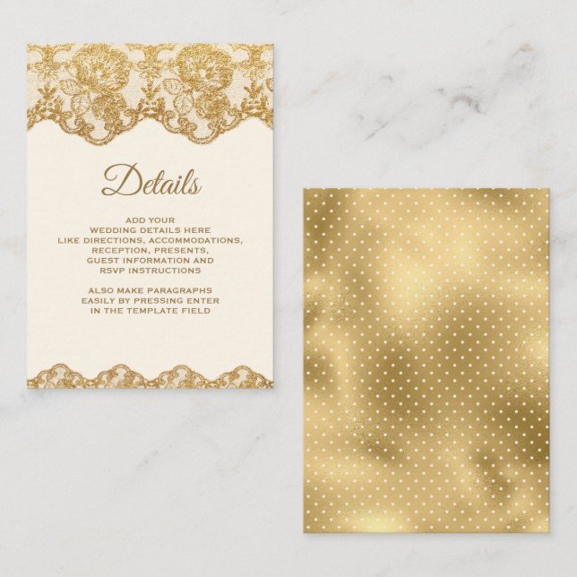 Details zur Creme- und Goldfolie Begleitkarte (Vorne/Hinten)