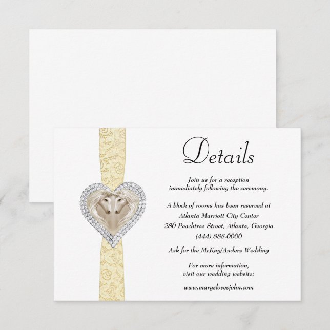 Details zur Einhorngelben Hochzeit Begleitkarte (Vorne/Hinten)
