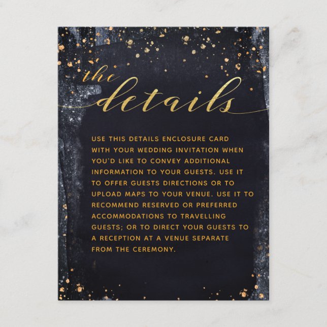 Details zur Einladung von Gold Starry Night Hochze (Vorderseite)
