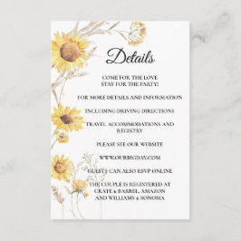 Details zur eleganten Boho Sonnenblumenverschlussk Begleitkarte