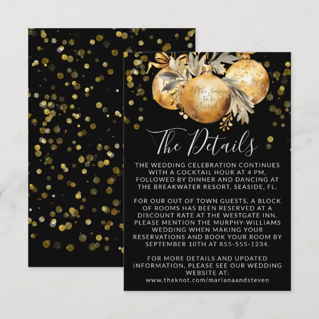 Details zur goldenen Weihnachtsfeier Begleitkarte (Vorne/Hinten)