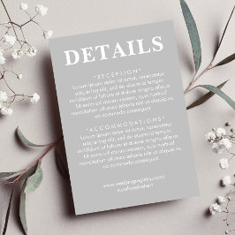 Details zur grauen und weißen Hochzeit Begleitkarte