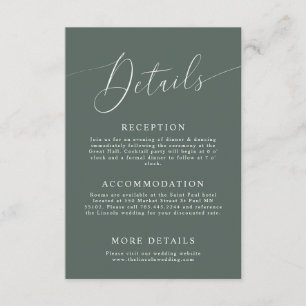 Details zur grünen Minimal-Hochzeit Begleitkarte
