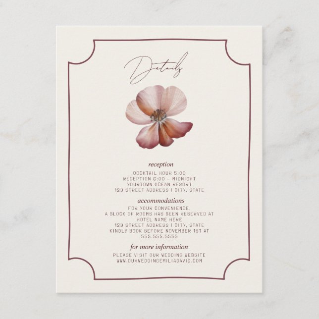 Details zur Herbst-Anemone-Hand-Drawn-Grenze Begleitkarte (Vorderseite)
