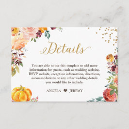 Details zur Herbstblumenpumpen-Goldhochzeit Begleitkarte