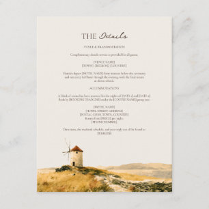 Details zur Hochzeit auf einem griechischen Küsten Begleitkarte