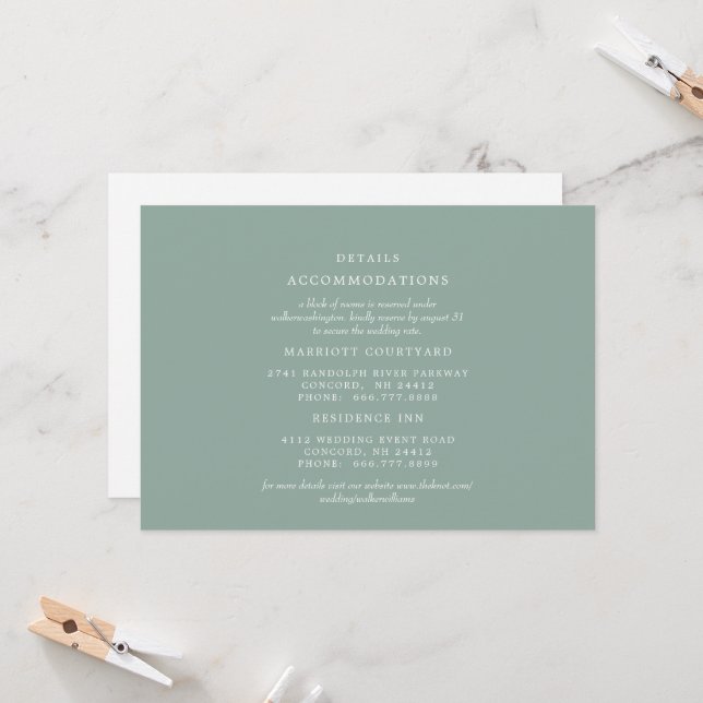 Details zur Hochzeit auf einfachem Weg 2 Hotel Einladung (Vorderseite/Rückseite Beispiel)