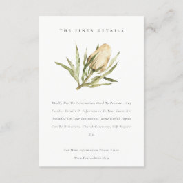Details zur Hochzeit der nativen Banksia Watercolo Begleitkarte